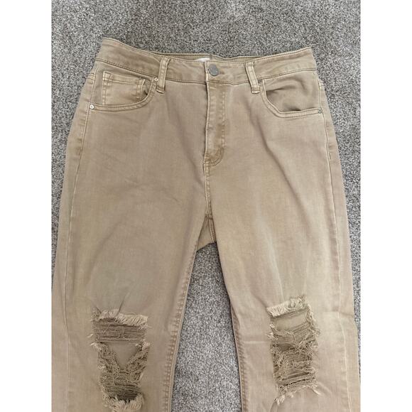 Risen High Rise Women's Distressed Jeans in Sand, 7/28 - Picture 4 of 9